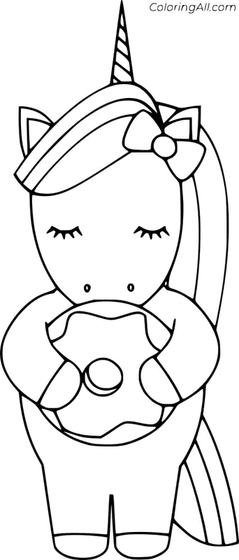 Unicorn Donut Coloring Page